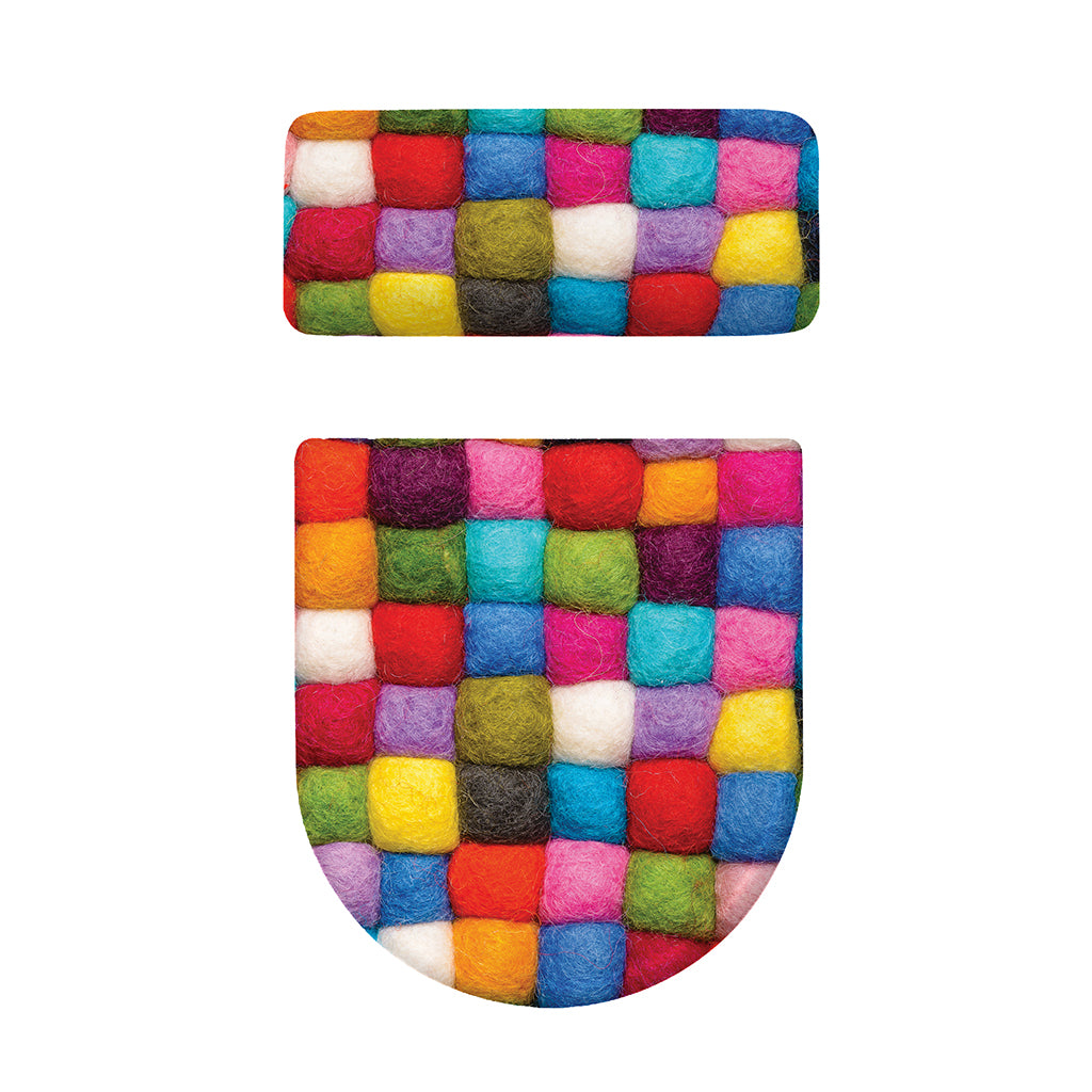 Colorful Yarn Balls Print Toilet Lid And Tank Cover Set