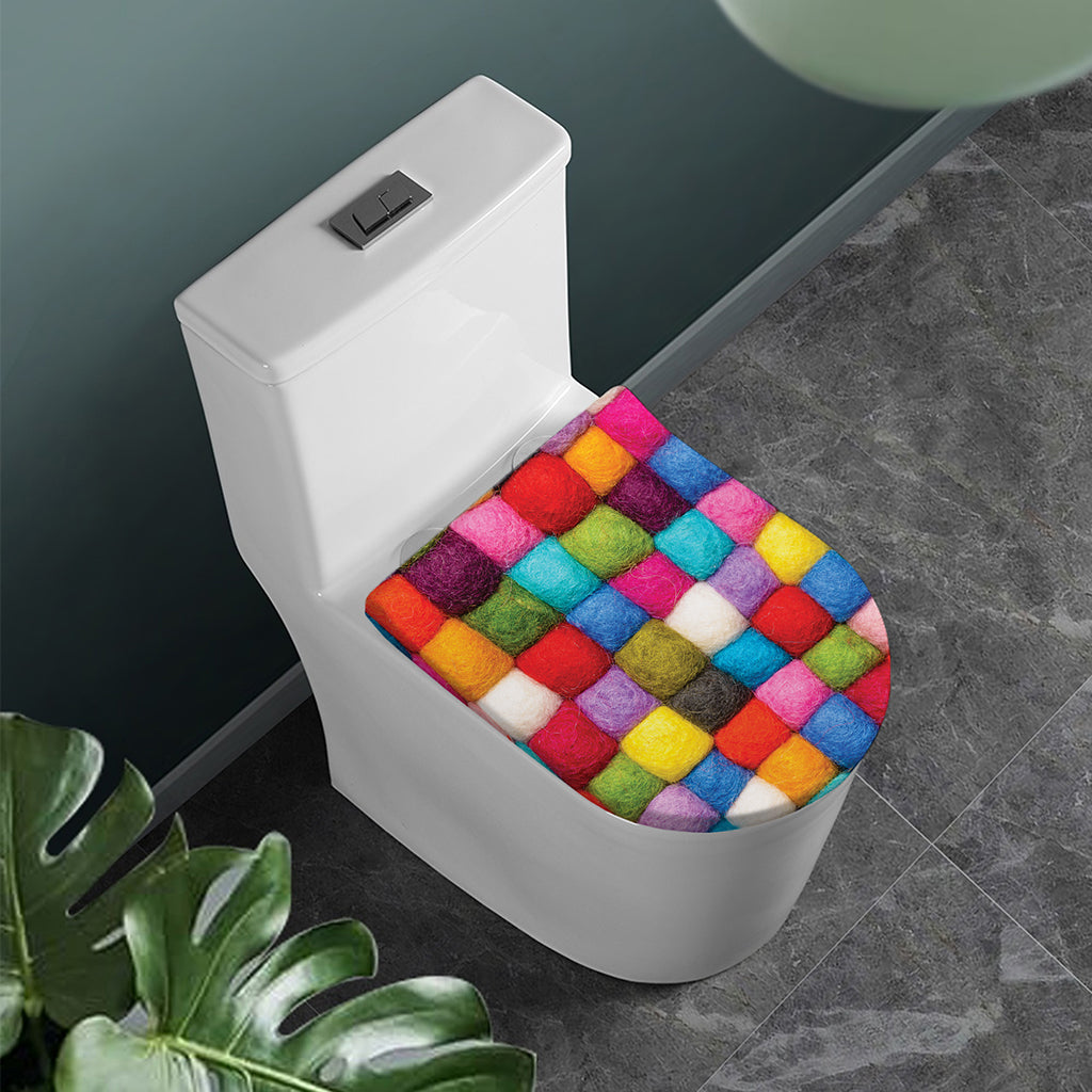Colorful Yarn Balls Print Toilet Lid Cover