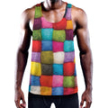 Colorful Yarn Balls Print Men's Workout Tank Top