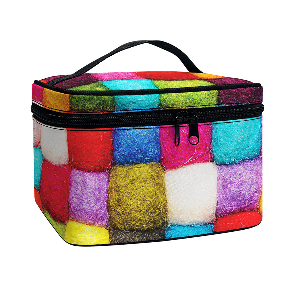 Colorful Yarn Balls Print Travel Makeup Bag