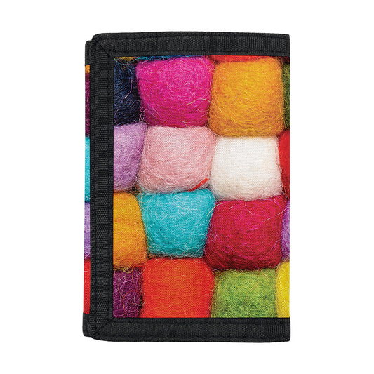 Colorful Yarn Balls Print Trifold Wallet