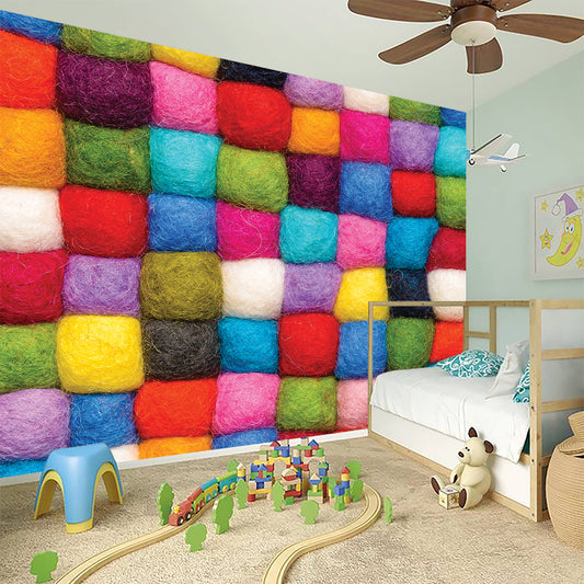 Colorful Yarn Balls Print Wall Sticker