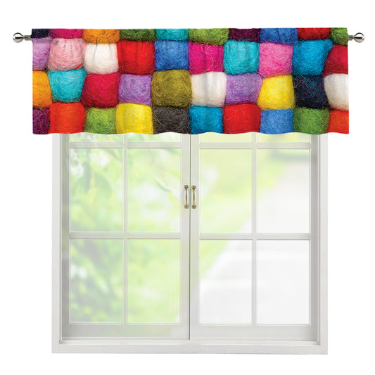 Colorful Yarn Balls Print Window Valance