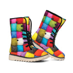 Colorful Yarn Balls Print Winter Boots