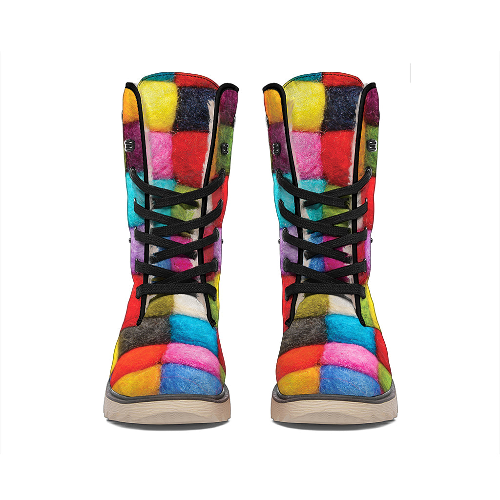 Colorful Yarn Balls Print Winter Boots