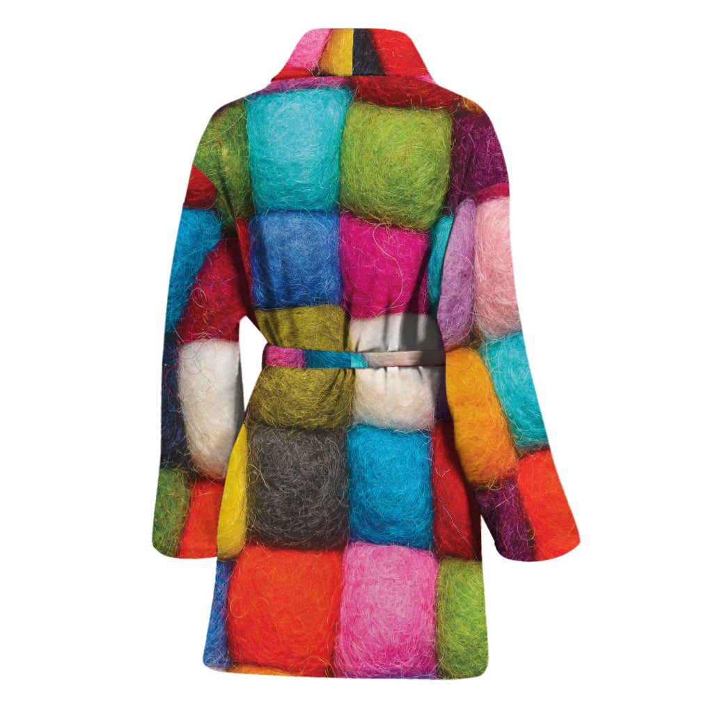 Colorful Yarn Balls Print Women's Bathrobe