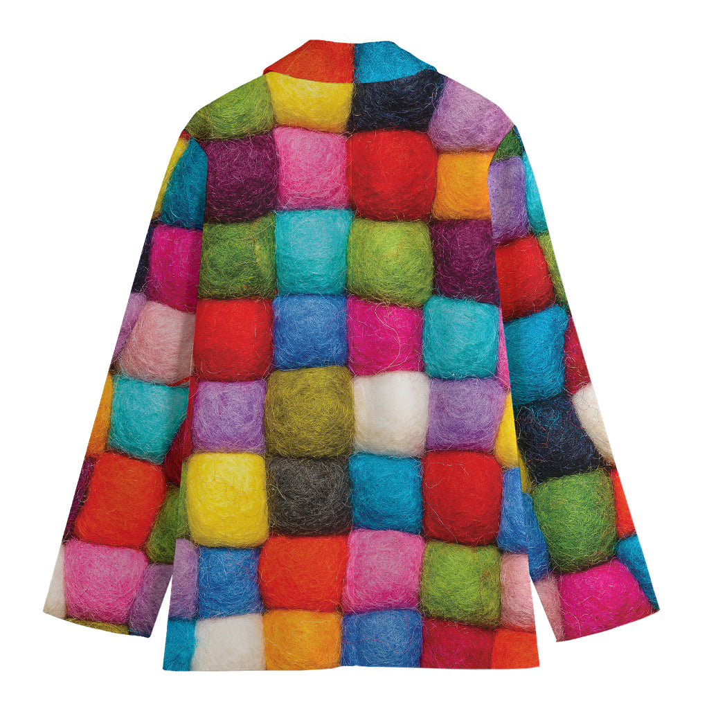 Colorful Yarn Balls Print Women's Blazer