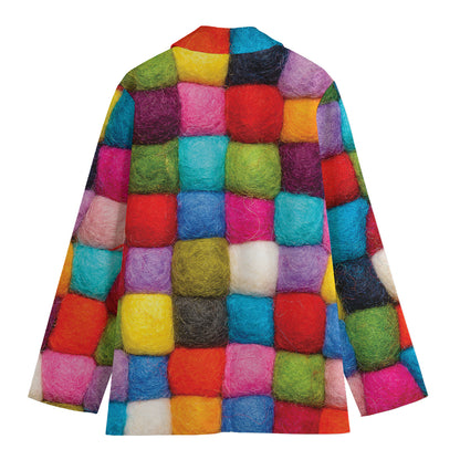 Colorful Yarn Balls Print Women's Blazer