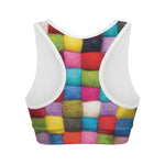 Colorful Yarn Balls Print Women's Sports Bra