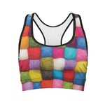 Colorful Yarn Balls Print Women's Sports Bra