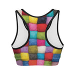 Colorful Yarn Balls Print Women's Sports Bra