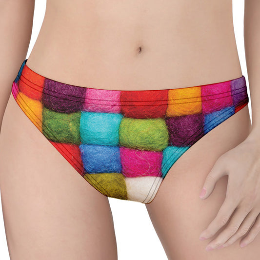 Colorful Yarn Balls Print Women's Thong