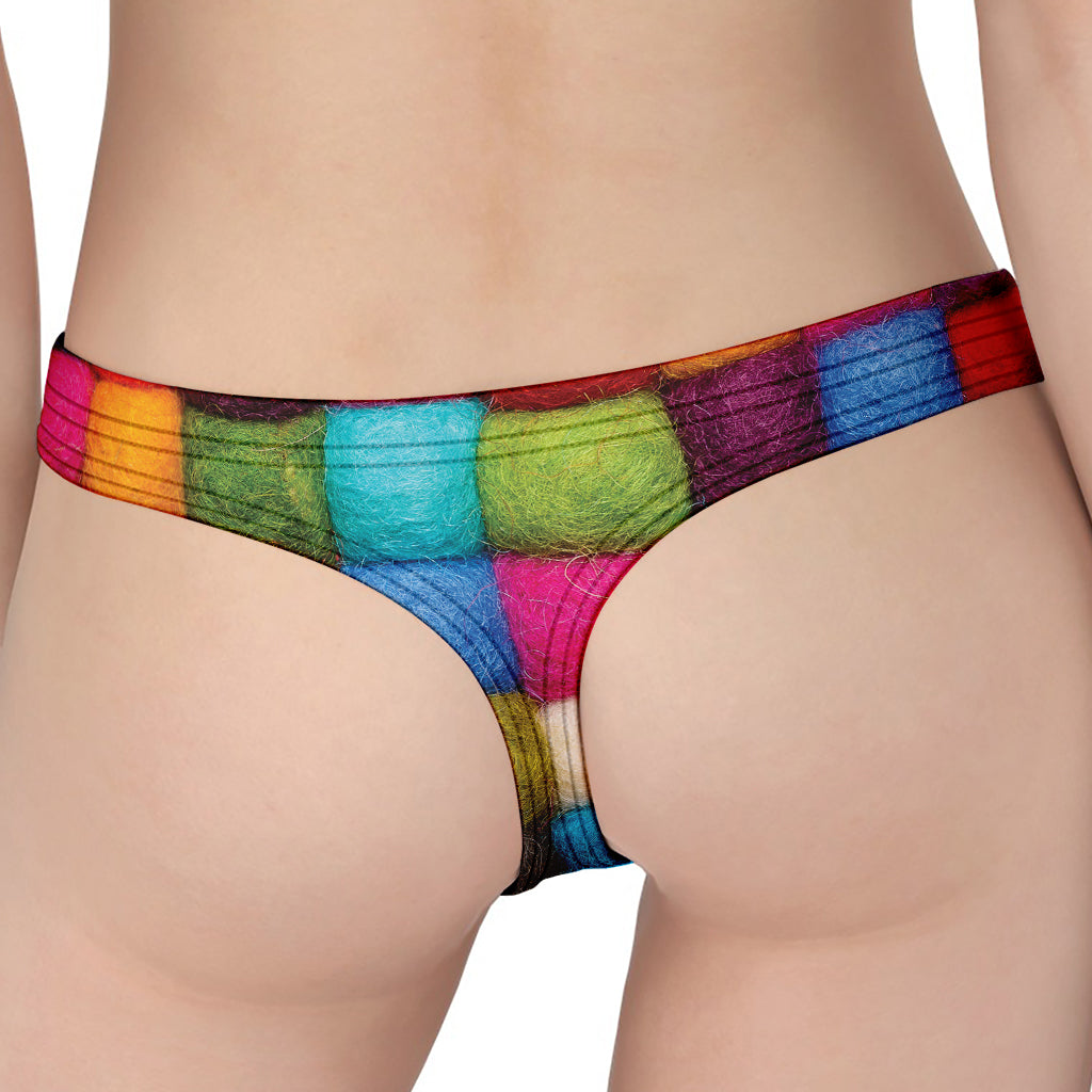 Colorful Yarn Balls Print Women's Thong