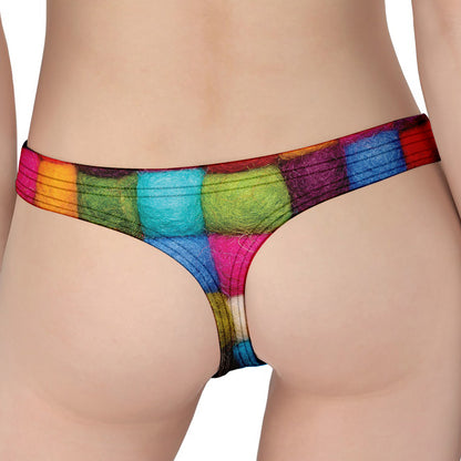 Colorful Yarn Balls Print Women's Thong