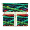 Colorful Yarn Print 3 Piece Kitchen Curtains