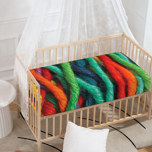 Colorful Yarn Print Baby Crib Sheet
