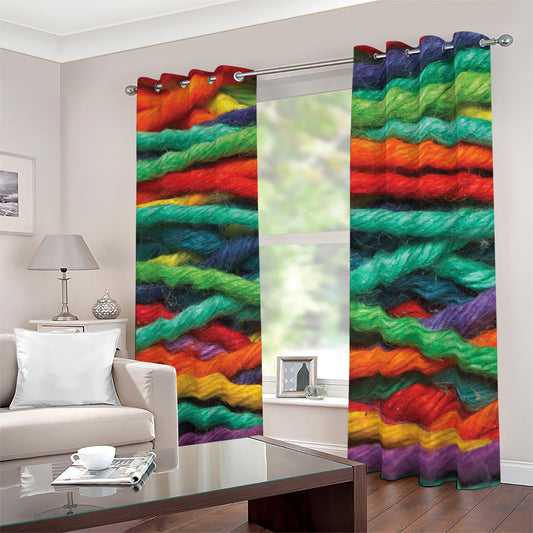 Colorful Yarn Print Blackout Grommet Curtains