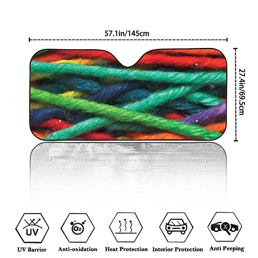 Colorful Yarn Print Car Windshield Sun Shade