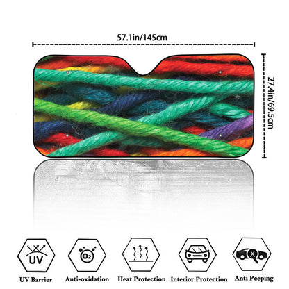 Colorful Yarn Print Car Windshield Sun Shade