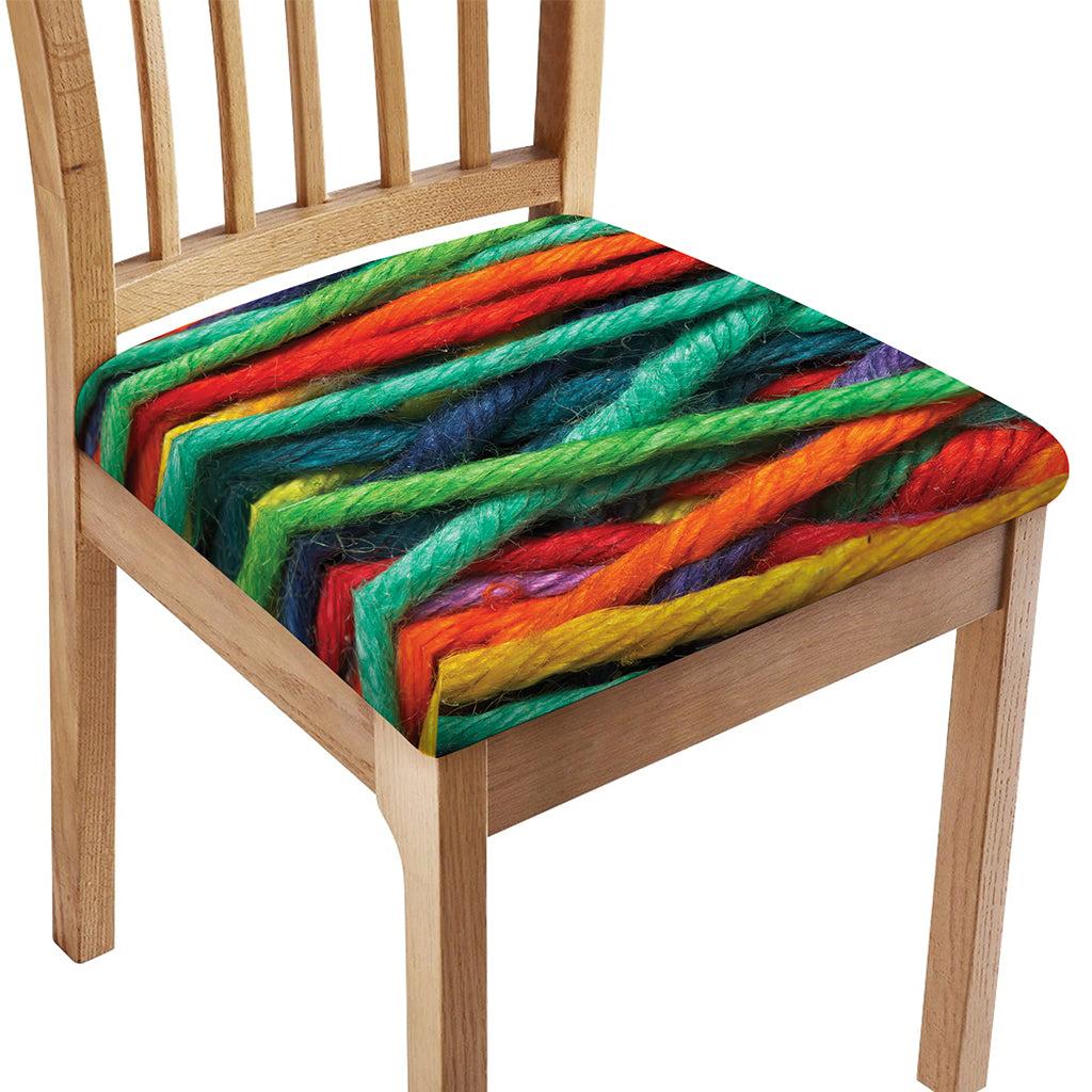 Colorful Yarn Print Chair Cushion Cover