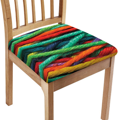 Colorful Yarn Print Chair Cushion Cover