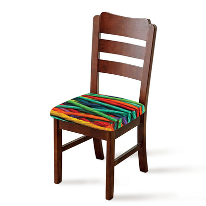 Colorful Yarn Print Chair Cushion Cover