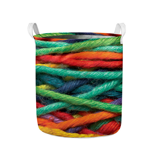 Colorful Yarn Print Collapsible Laundry Basket