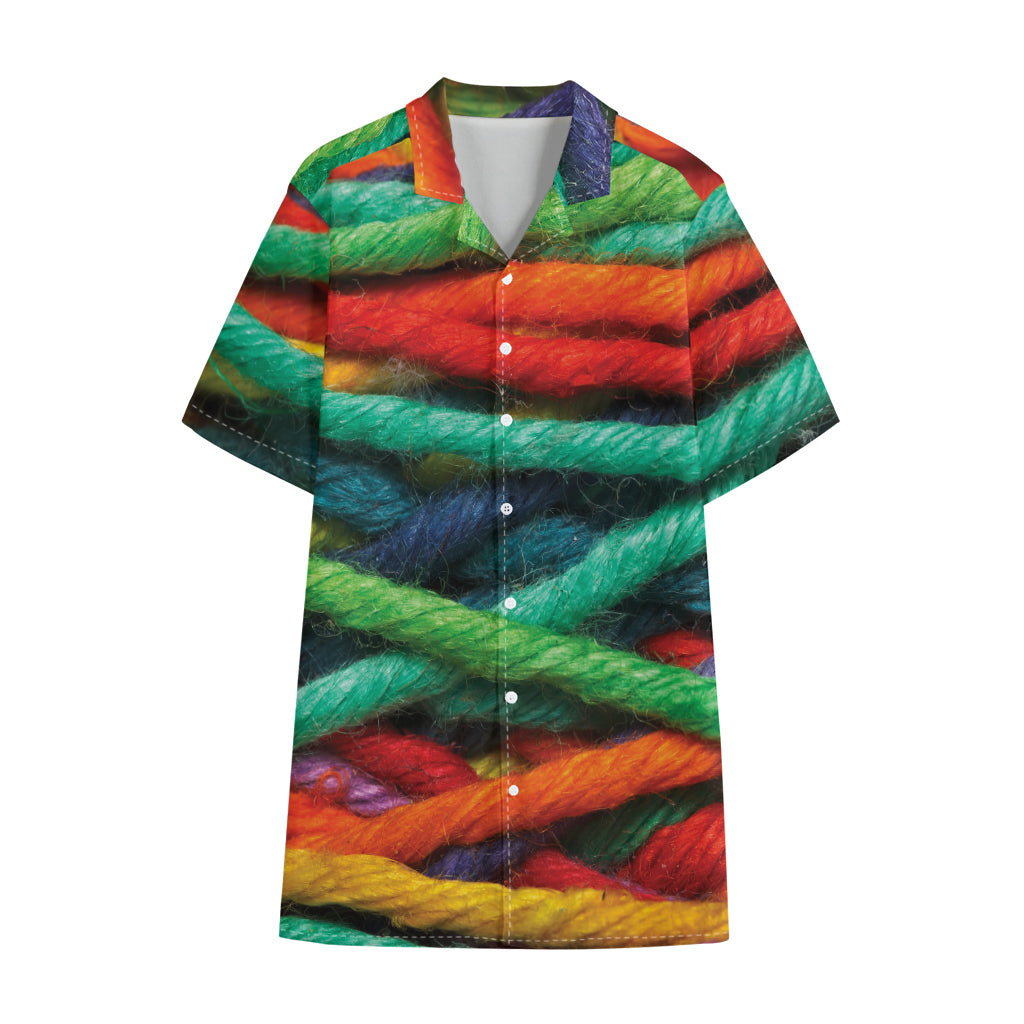 Colorful Yarn Print Cotton Hawaiian Shirt