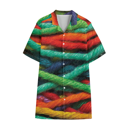 Colorful Yarn Print Cotton Hawaiian Shirt