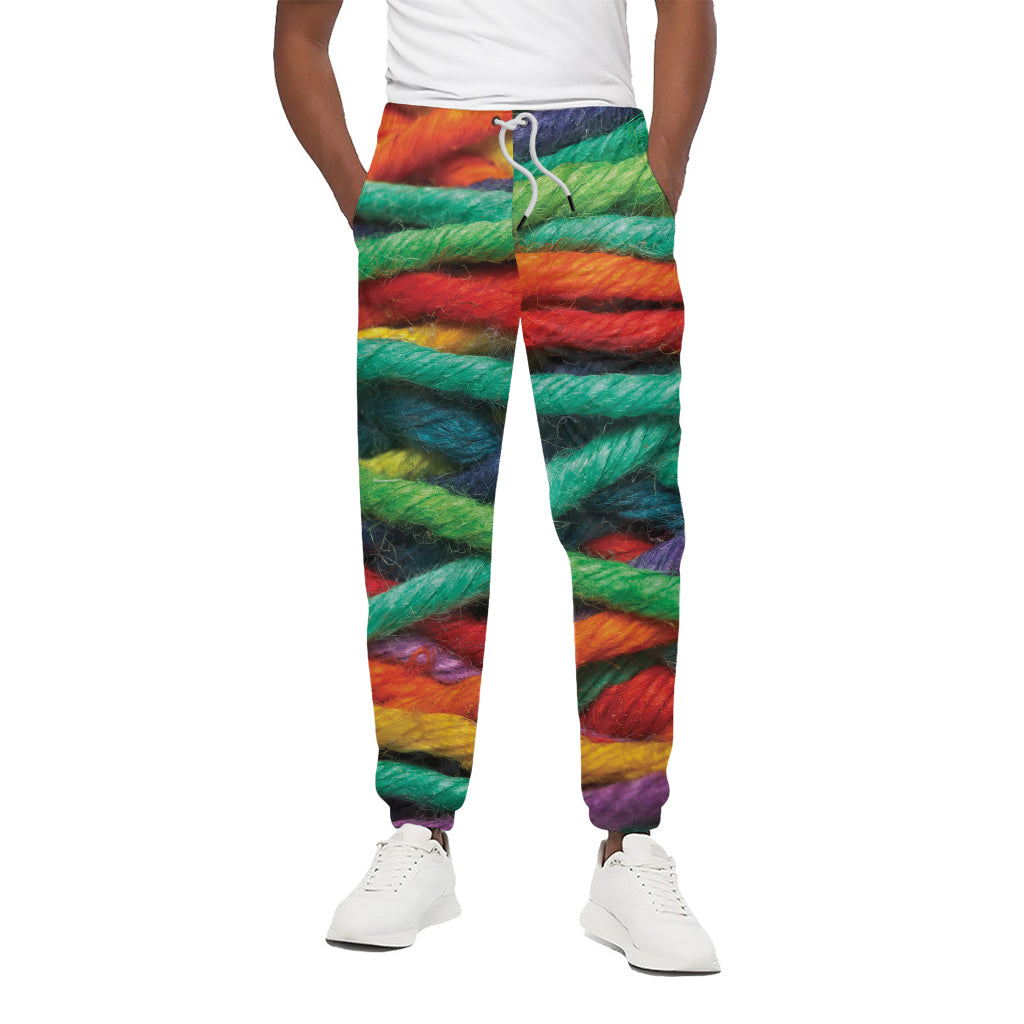 Colorful Yarn Print Cotton Pants