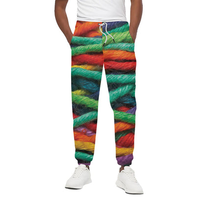 Colorful Yarn Print Cotton Pants