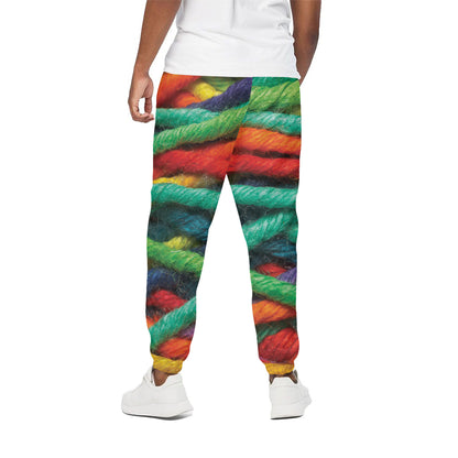 Colorful Yarn Print Cotton Pants