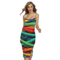 Colorful Yarn Print Cross Back Cami Dress