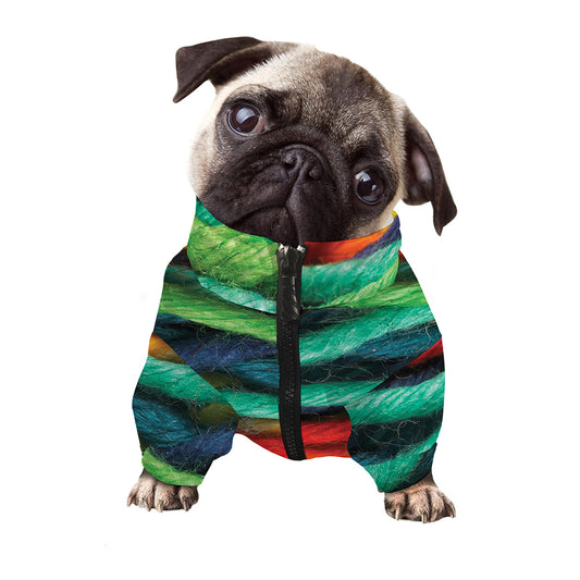 Colorful Yarn Print Dog Zip Up Jacket