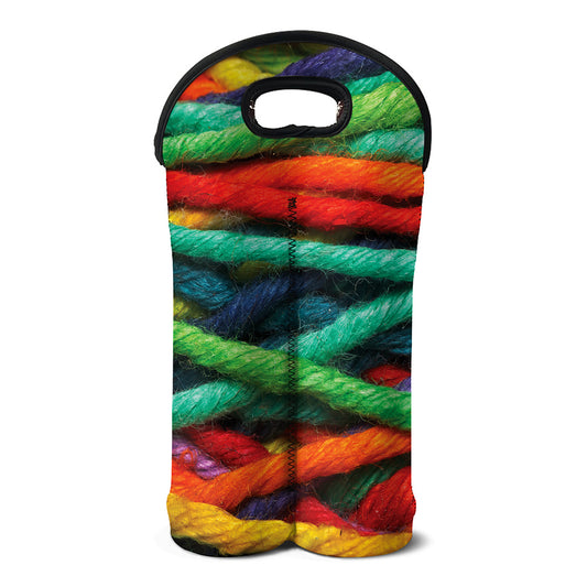 Colorful Yarn Print Double Neoprene Wine Tote