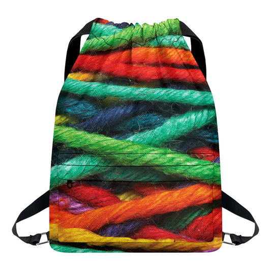 Colorful Yarn Print Drawstring Backpack