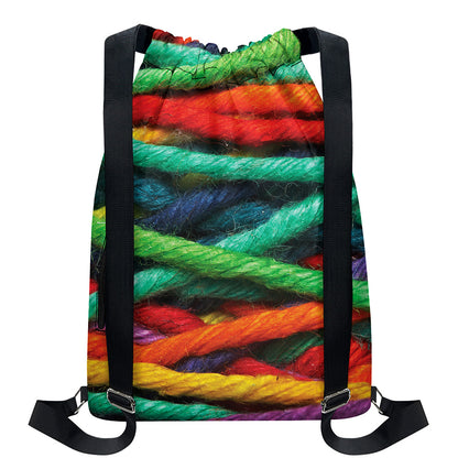 Colorful Yarn Print Drawstring Backpack
