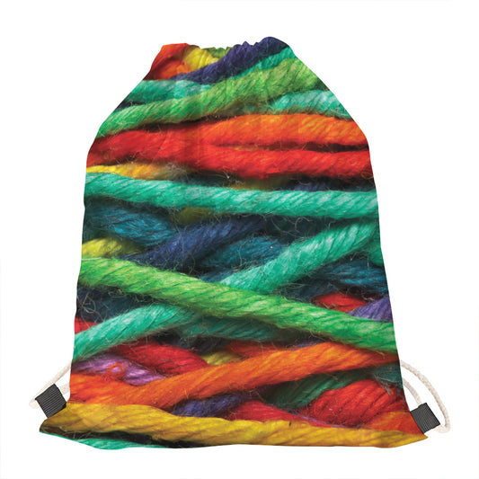Colorful Yarn Print Drawstring Bag