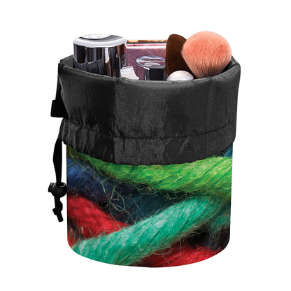 Colorful Yarn Print Drawstring Makeup Bag