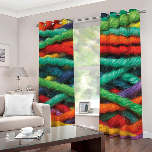 Colorful Yarn Print Extra Wide Grommet Curtains