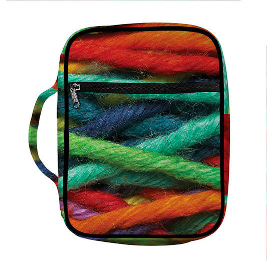 Colorful Yarn Print Front Pocket Bible Bag