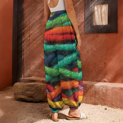 Colorful Yarn Print Harem Pants