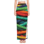 Colorful Yarn Print High Slit Maxi Skirt