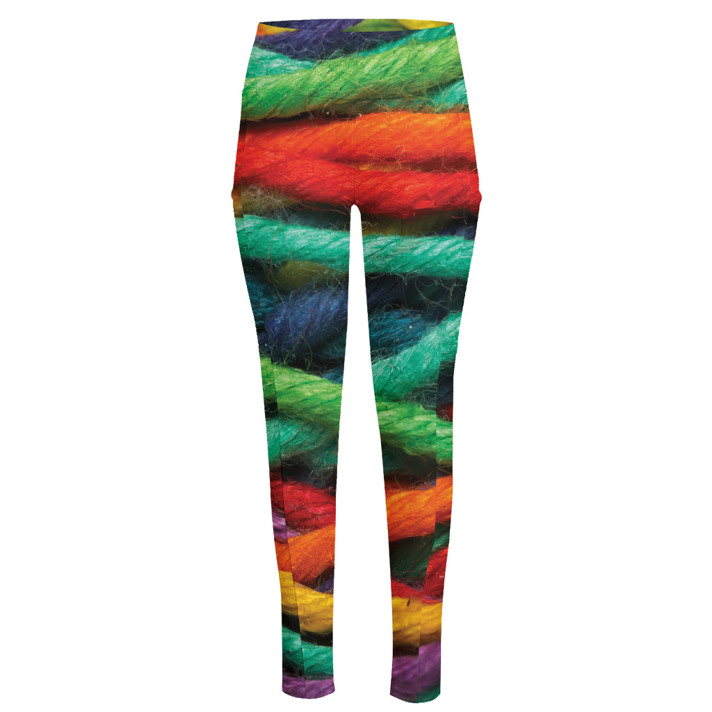 Colorful Yarn Print High-Waisted Pocket Leggings