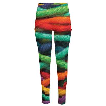 Colorful Yarn Print High-Waisted Pocket Leggings