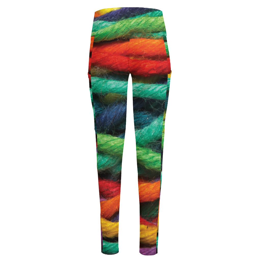 Colorful Yarn Print High-Waisted Pocket Leggings