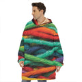 Colorful Yarn Print Hoodie Blanket