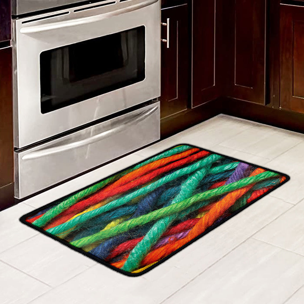 Colorful Yarn Print Kitchen Mat