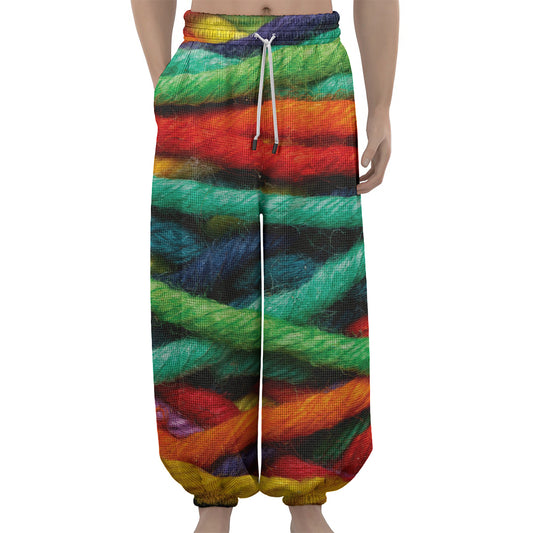 Colorful Yarn Print Lantern Pants