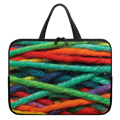 Colorful Yarn Print Laptop Sleeve With Handle